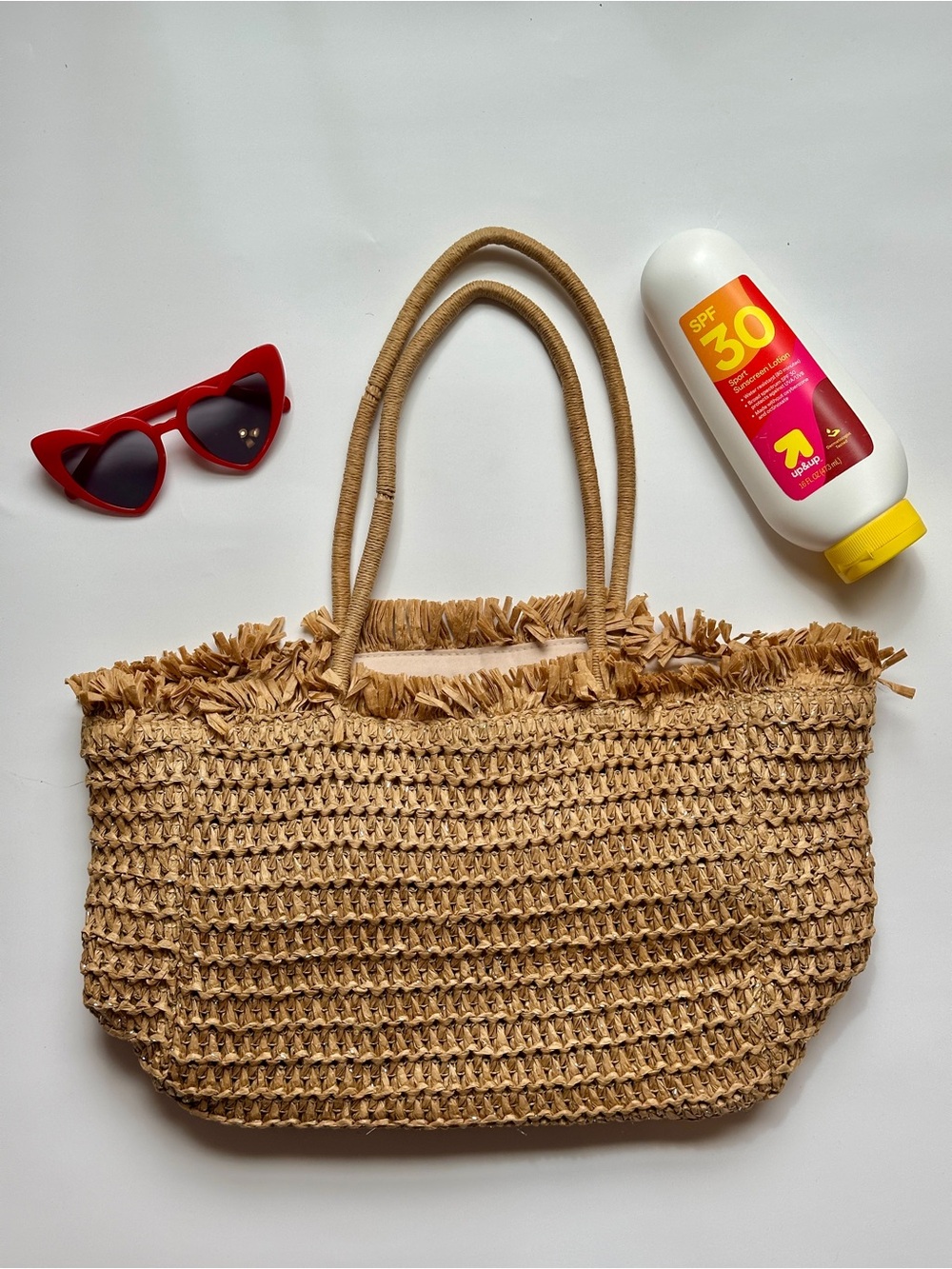H&M Natural Tan Woven Fringe Tote